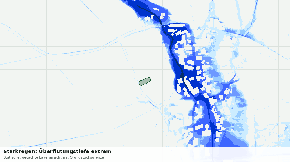 Statische Kartenansicht: Starkregen: Überflutungstiefe extrem