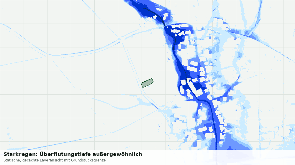 Statische Kartenansicht: Starkregen: Überflutungstiefe außergewöhnlich