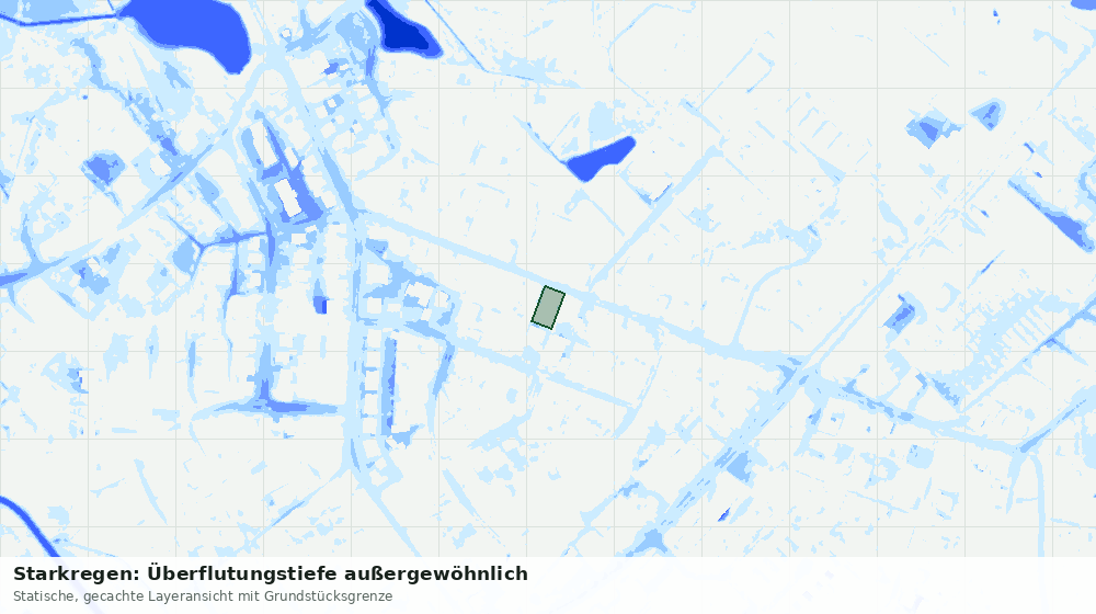 Statische Kartenansicht: Starkregen: Überflutungstiefe außergewöhnlich