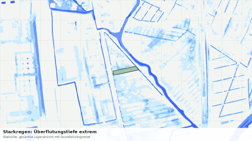 Statische Kartenansicht: Starkregen: Überflutungstiefe extrem