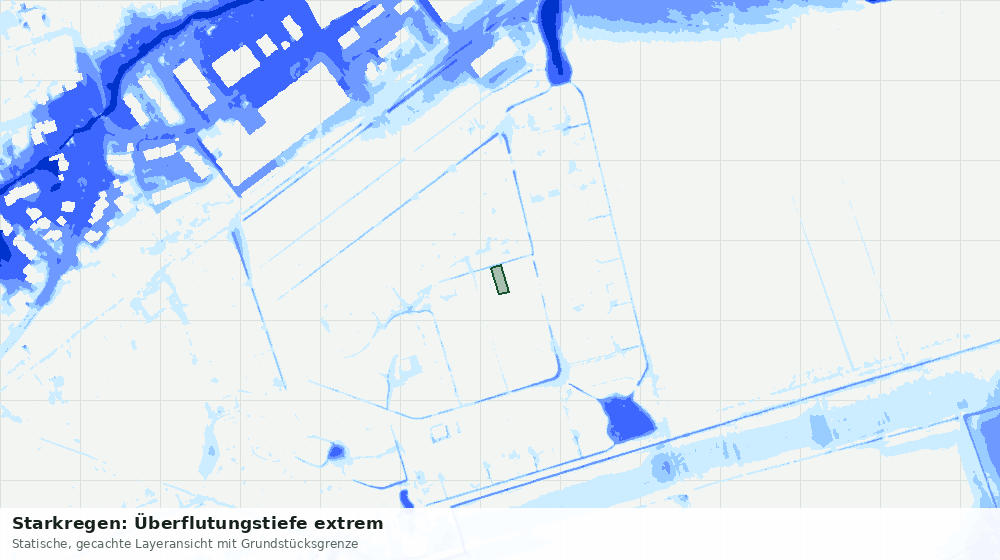 Statische Kartenansicht: Starkregen: Überflutungstiefe extrem