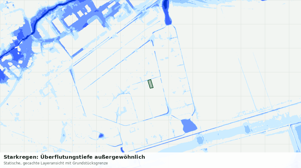 Statische Kartenansicht: Starkregen: Überflutungstiefe außergewöhnlich