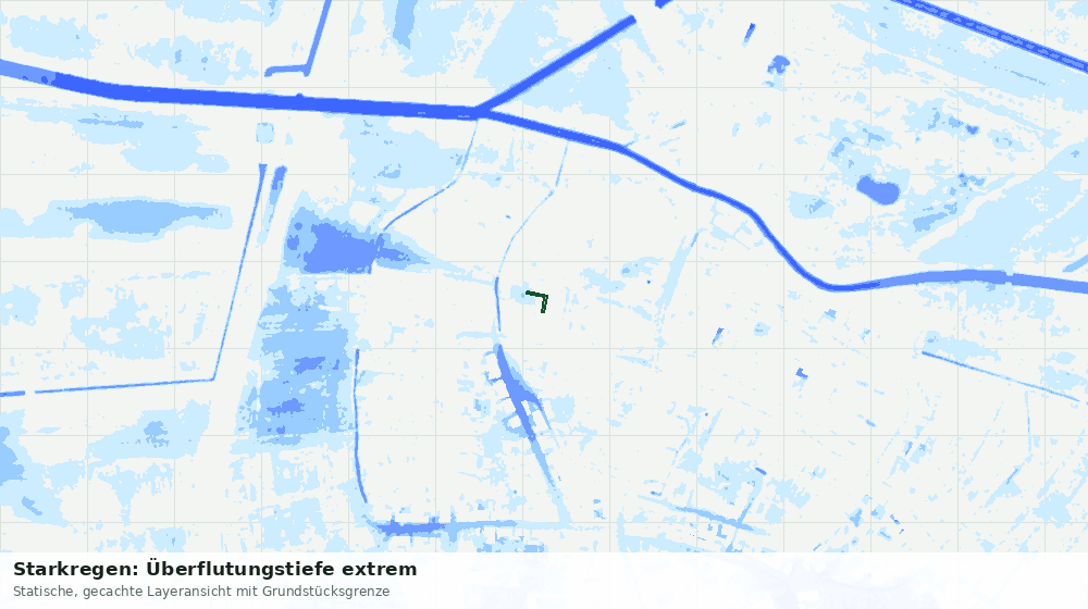 Statische Kartenansicht: Starkregen: Überflutungstiefe extrem