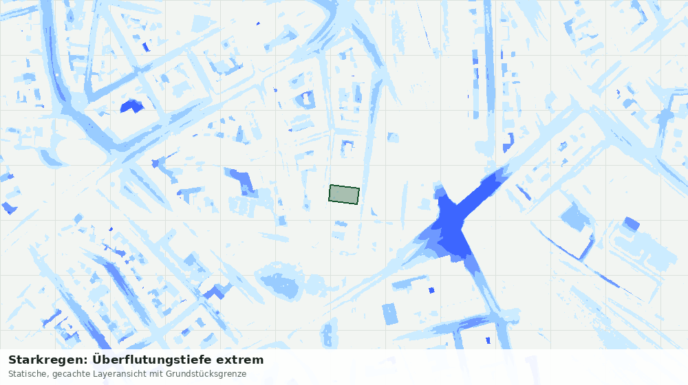 Statische Kartenansicht: Starkregen: Überflutungstiefe extrem