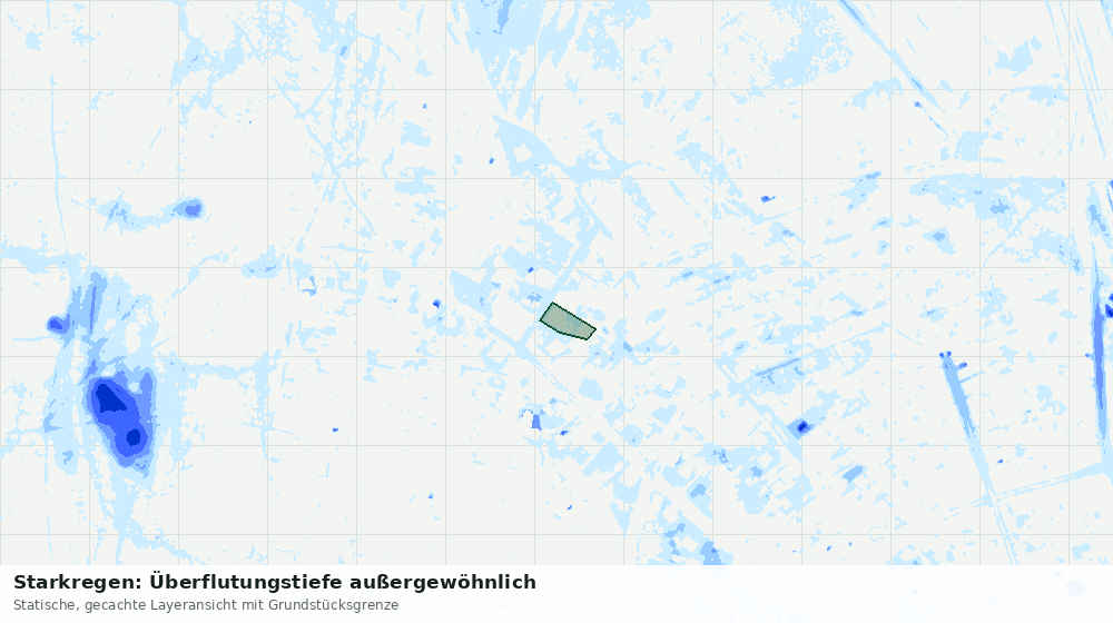 Statische Kartenansicht: Starkregen: Überflutungstiefe außergewöhnlich