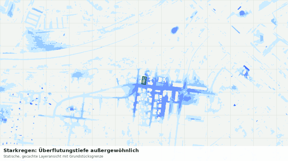 Statische Kartenansicht: Starkregen: Überflutungstiefe außergewöhnlich