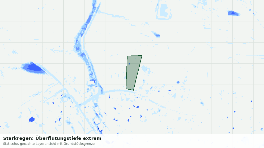 Statische Kartenansicht: Starkregen: Überflutungstiefe extrem
