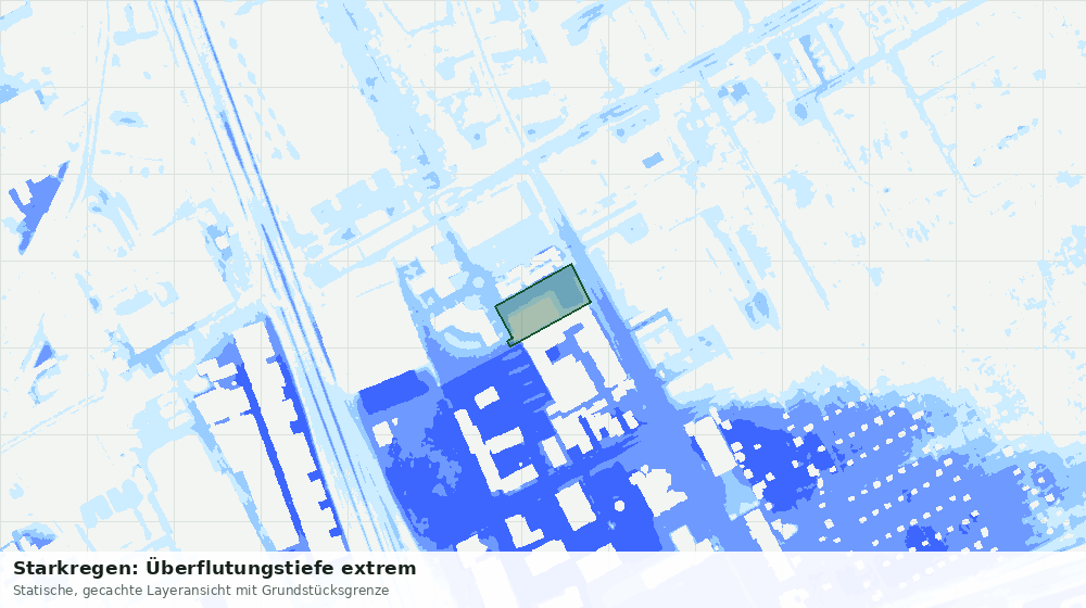 Statische Kartenansicht: Starkregen: Überflutungstiefe extrem
