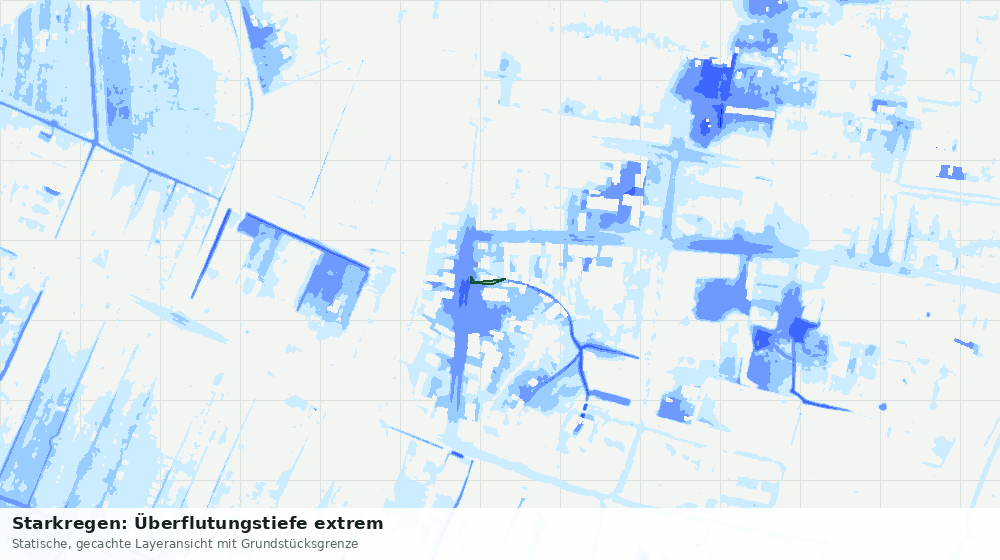 Statische Kartenansicht: Starkregen: Überflutungstiefe extrem