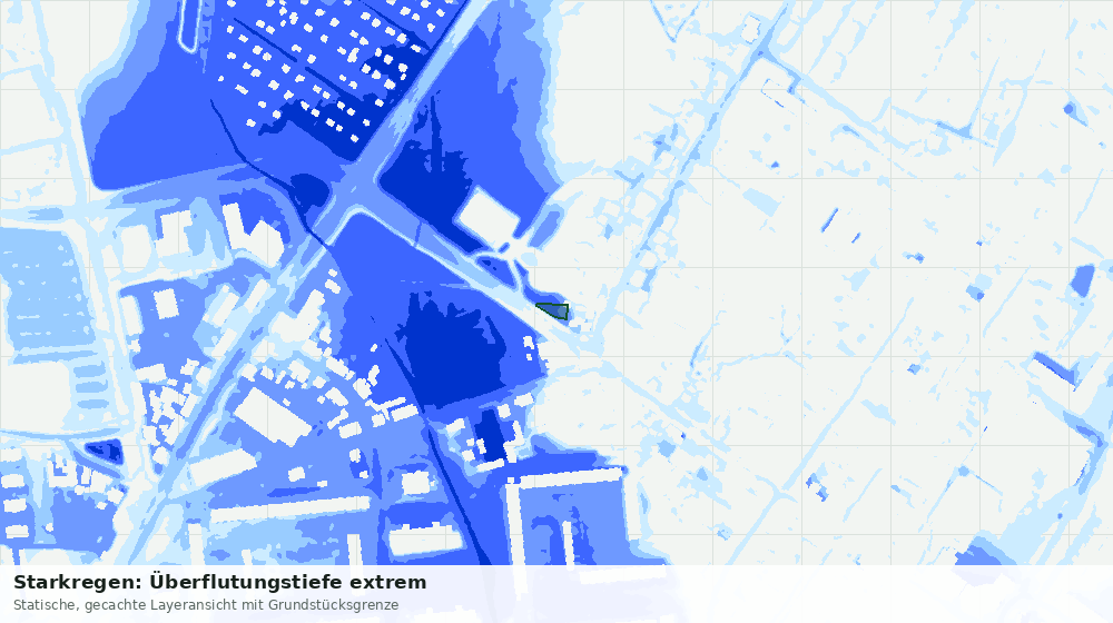 Statische Kartenansicht: Starkregen: Überflutungstiefe extrem