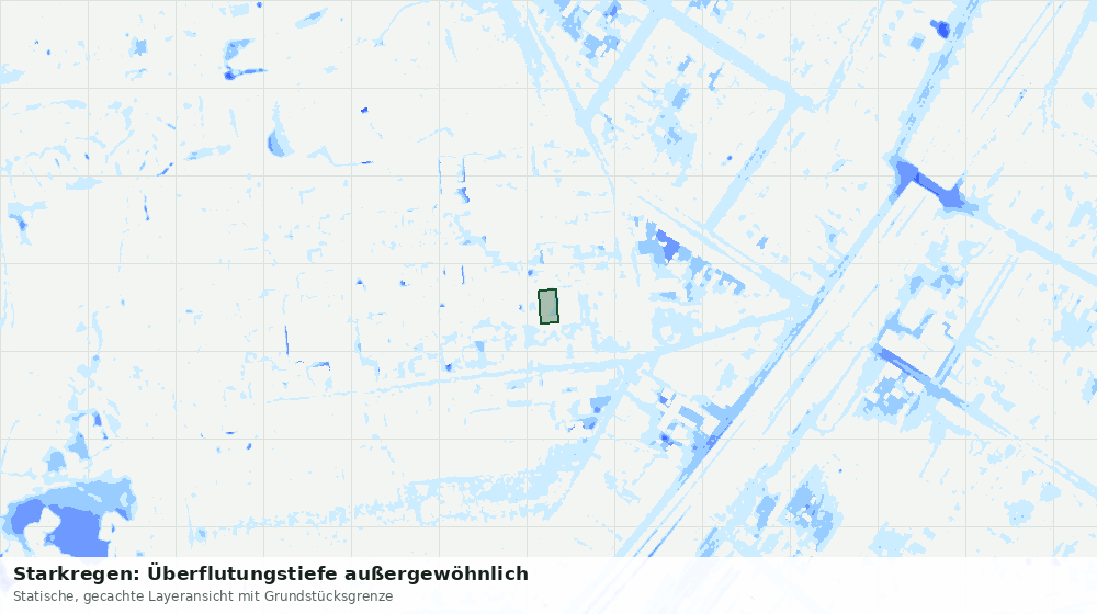 Statische Kartenansicht: Starkregen: Überflutungstiefe außergewöhnlich