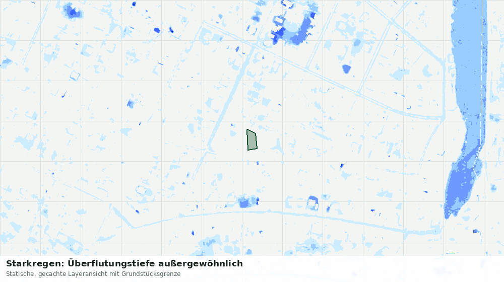 Statische Kartenansicht: Starkregen: Überflutungstiefe außergewöhnlich