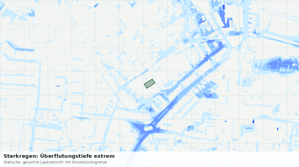 Statische Kartenansicht: Starkregen: Überflutungstiefe extrem