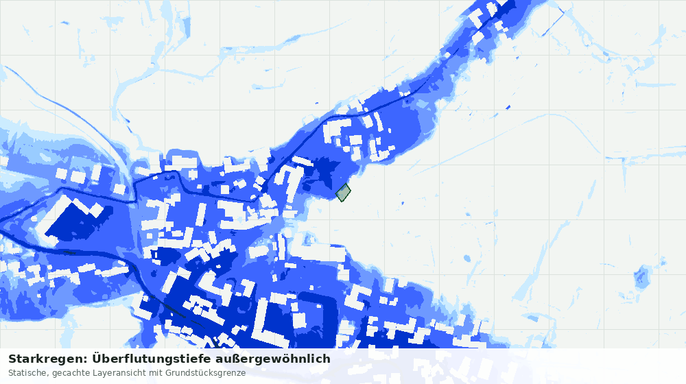 Statische Kartenansicht: Starkregen: Überflutungstiefe außergewöhnlich