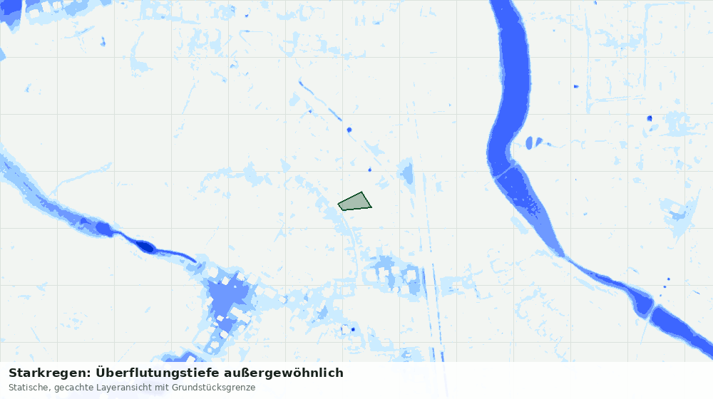 Statische Kartenansicht: Starkregen: Überflutungstiefe außergewöhnlich