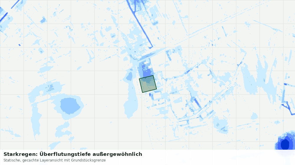 Statische Kartenansicht: Starkregen: Überflutungstiefe außergewöhnlich