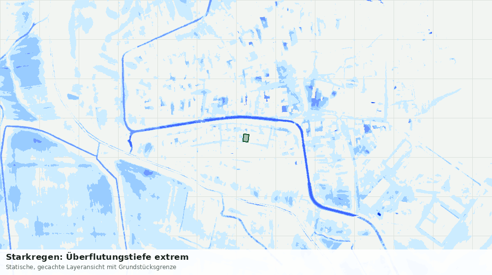 Statische Kartenansicht: Starkregen: Überflutungstiefe extrem