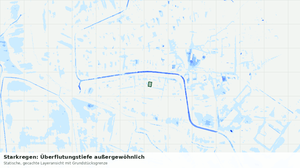Statische Kartenansicht: Starkregen: Überflutungstiefe außergewöhnlich