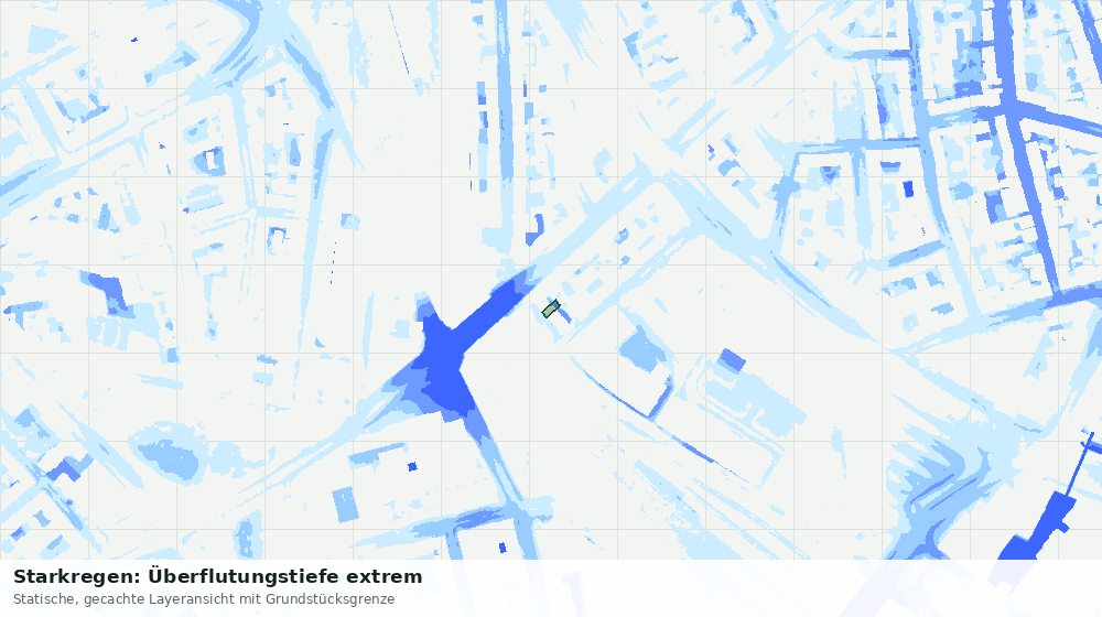 Statische Kartenansicht: Starkregen: Überflutungstiefe extrem