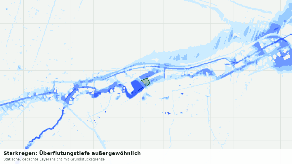 Statische Kartenansicht: Starkregen: Überflutungstiefe außergewöhnlich