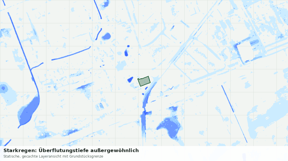 Statische Kartenansicht: Starkregen: Überflutungstiefe außergewöhnlich