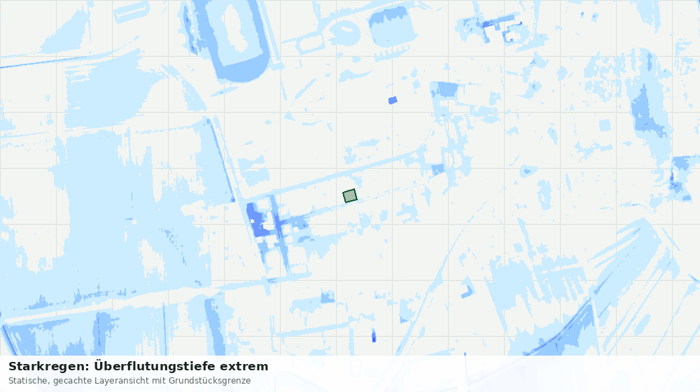 Statische Kartenansicht: Starkregen: Überflutungstiefe extrem