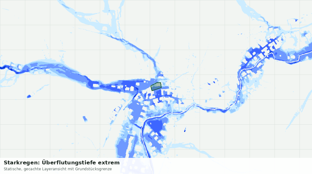 Statische Kartenansicht: Starkregen: Überflutungstiefe extrem