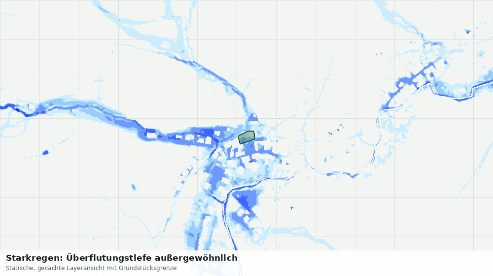 Statische Kartenansicht: Starkregen: Überflutungstiefe außergewöhnlich