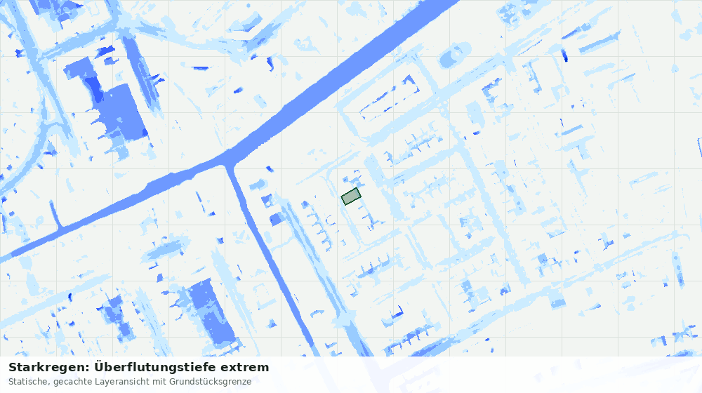 Statische Kartenansicht: Starkregen: Überflutungstiefe extrem
