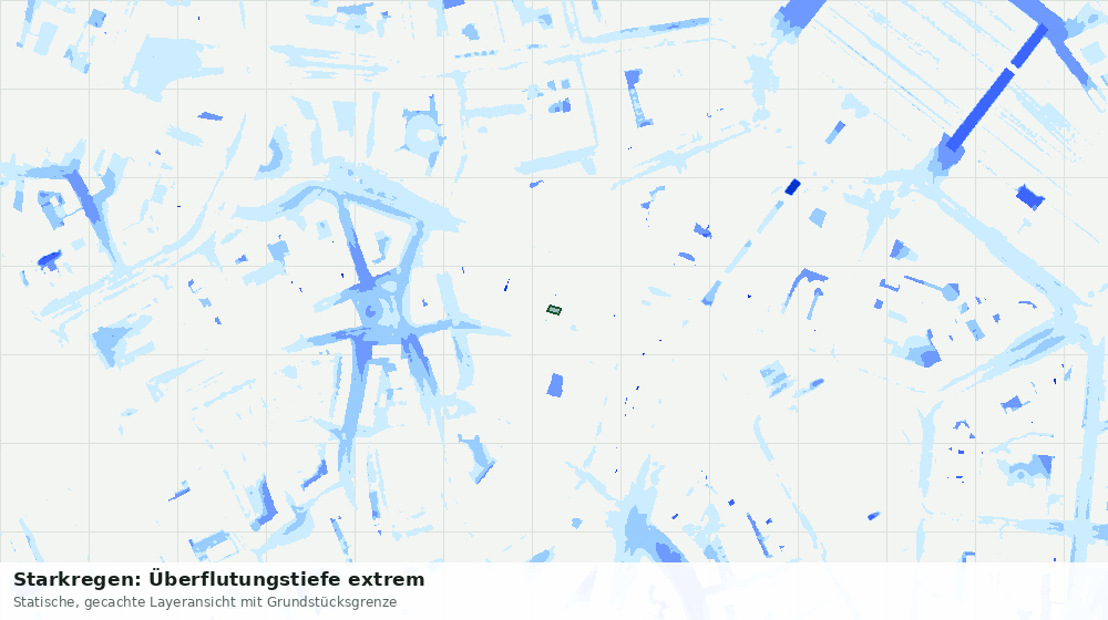Statische Kartenansicht: Starkregen: Überflutungstiefe extrem