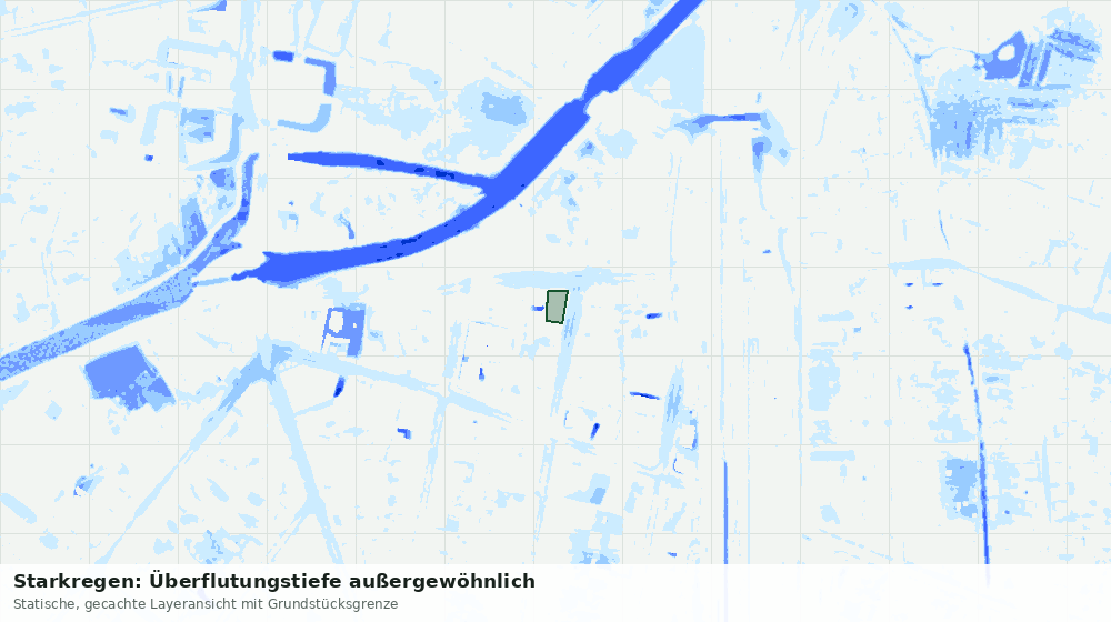 Statische Kartenansicht: Starkregen: Überflutungstiefe außergewöhnlich