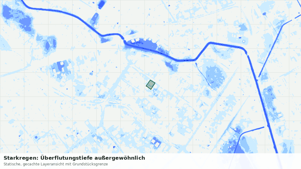 Statische Kartenansicht: Starkregen: Überflutungstiefe außergewöhnlich