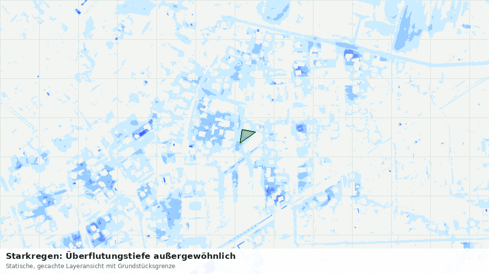 Statische Kartenansicht: Starkregen: Überflutungstiefe außergewöhnlich