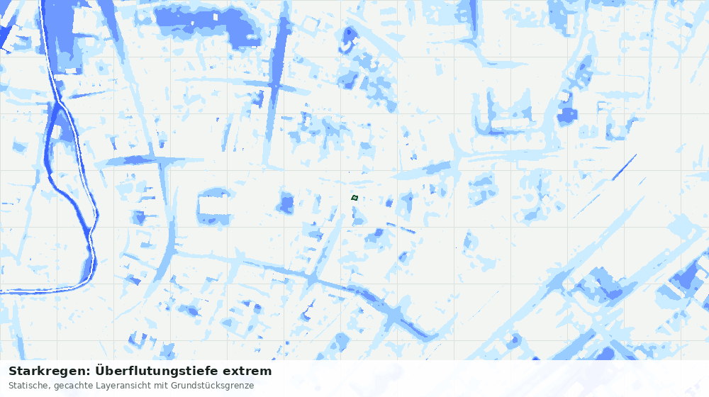 Statische Kartenansicht: Starkregen: Überflutungstiefe extrem