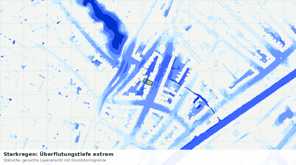 Statische Kartenansicht: Starkregen: Überflutungstiefe extrem