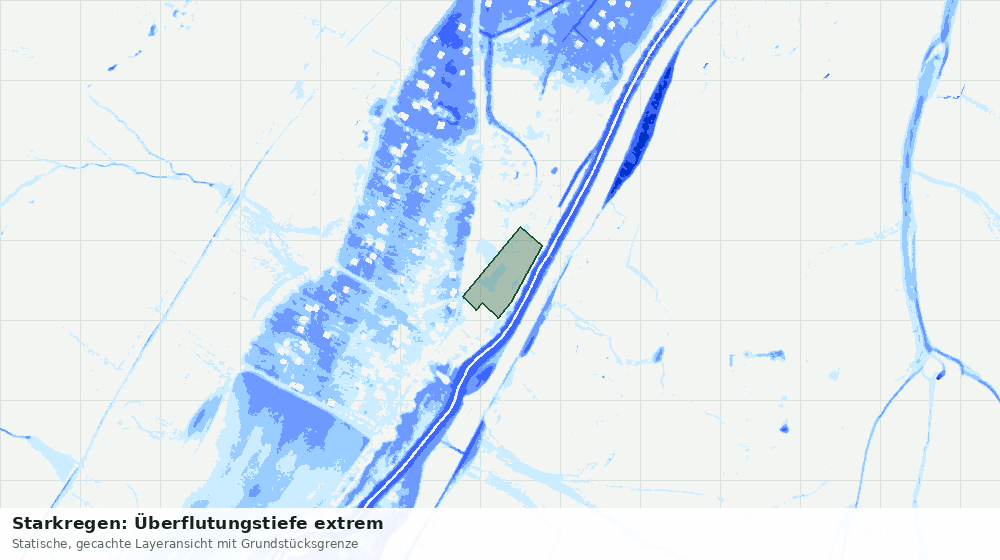 Statische Kartenansicht: Starkregen: Überflutungstiefe extrem