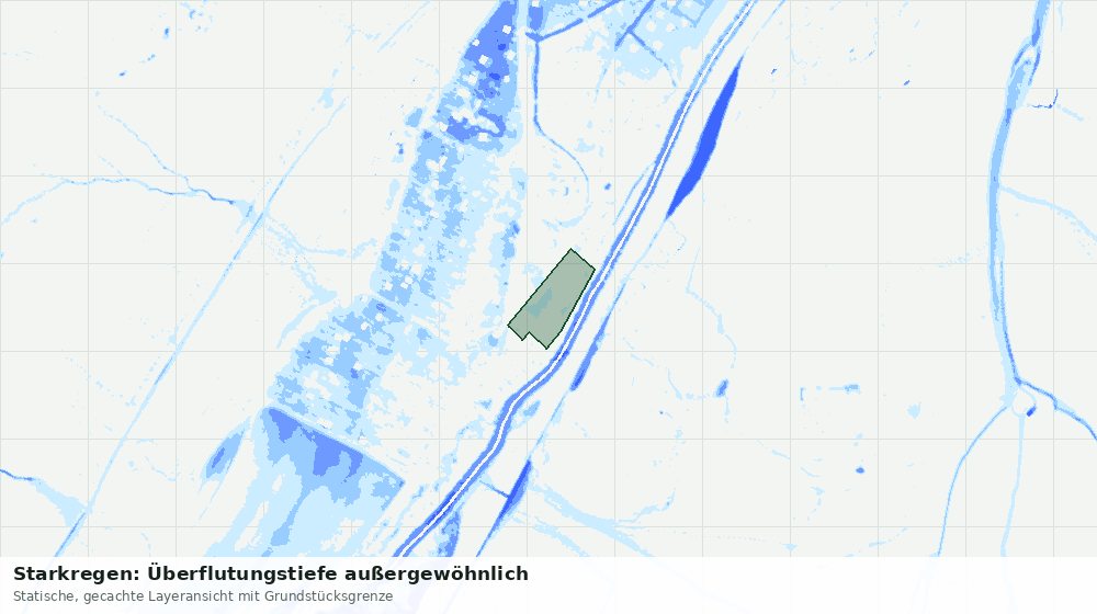Statische Kartenansicht: Starkregen: Überflutungstiefe außergewöhnlich