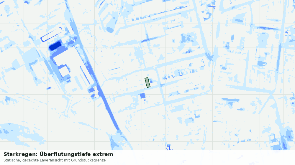 Statische Kartenansicht: Starkregen: Überflutungstiefe extrem