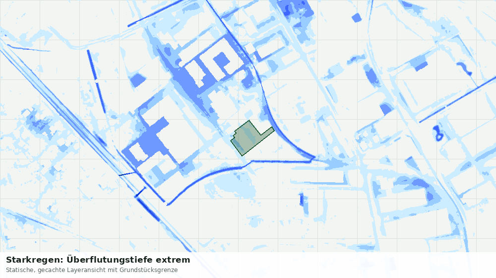 Statische Kartenansicht: Starkregen: Überflutungstiefe extrem