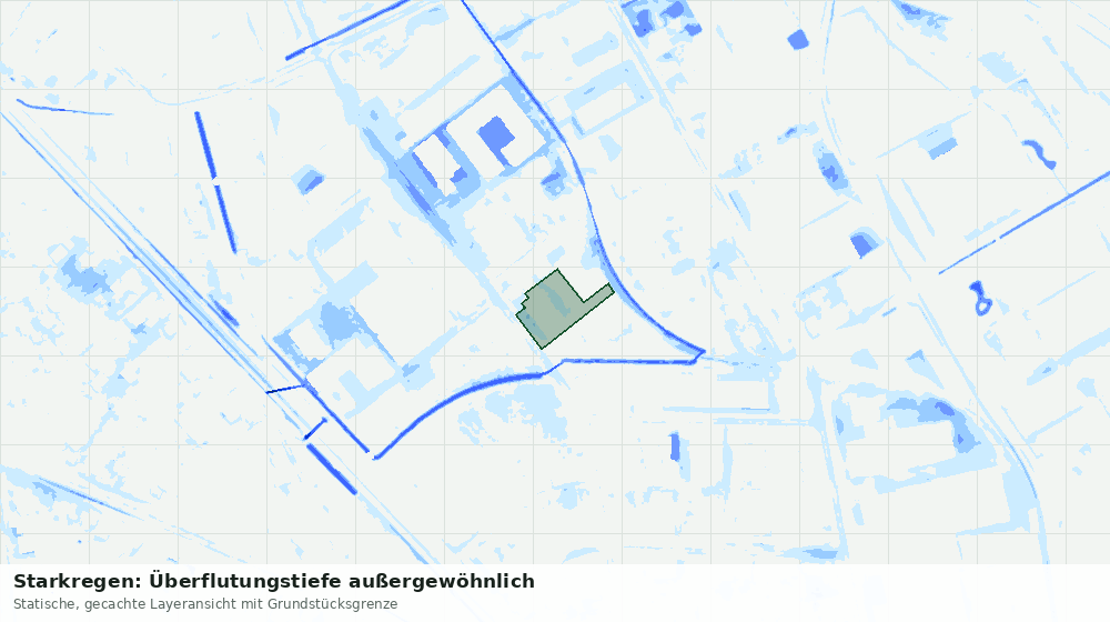 Statische Kartenansicht: Starkregen: Überflutungstiefe außergewöhnlich