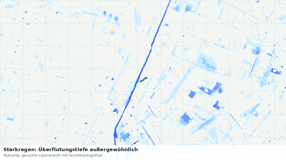 Statische Kartenansicht: Starkregen: Überflutungstiefe außergewöhnlich