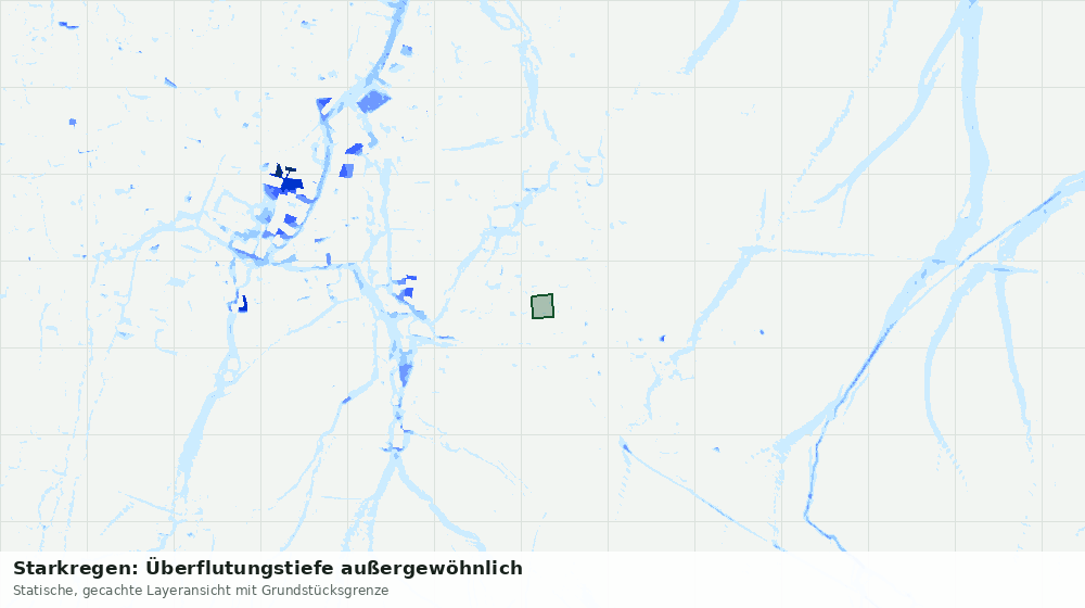 Statische Kartenansicht: Starkregen: Überflutungstiefe außergewöhnlich