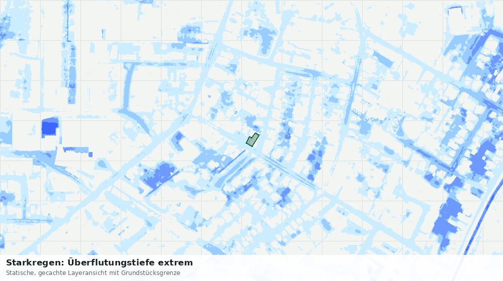 Statische Kartenansicht: Starkregen: Überflutungstiefe extrem