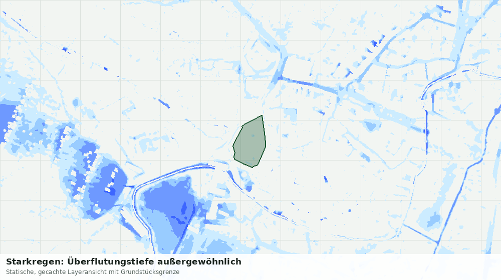 Statische Kartenansicht: Starkregen: Überflutungstiefe außergewöhnlich
