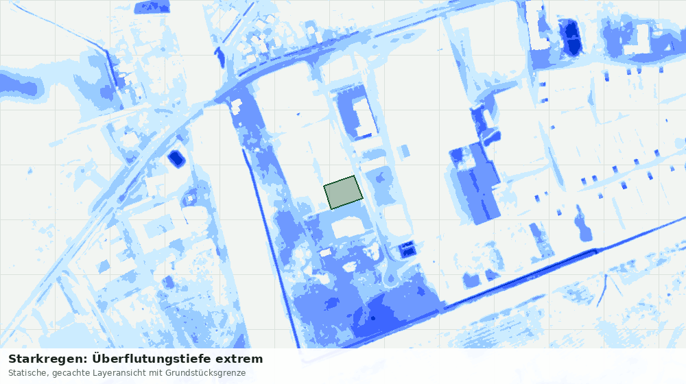 Statische Kartenansicht: Starkregen: Überflutungstiefe extrem