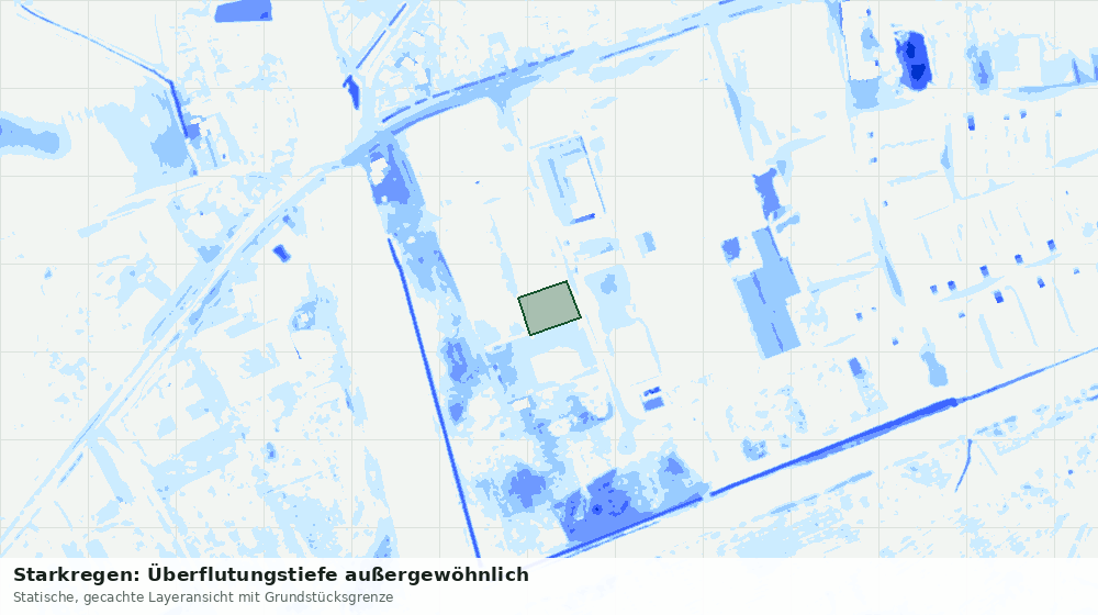 Statische Kartenansicht: Starkregen: Überflutungstiefe außergewöhnlich
