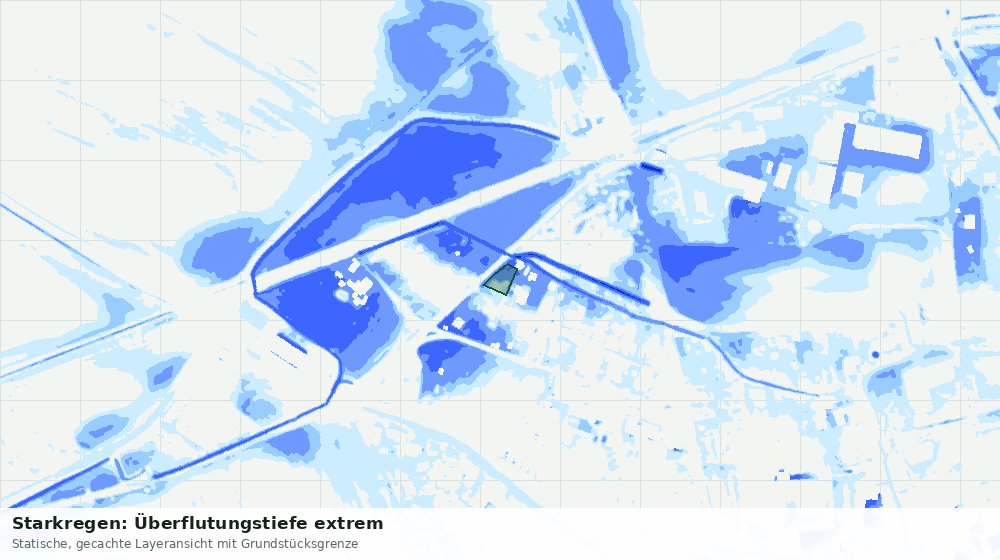 Statische Kartenansicht: Starkregen: Überflutungstiefe extrem