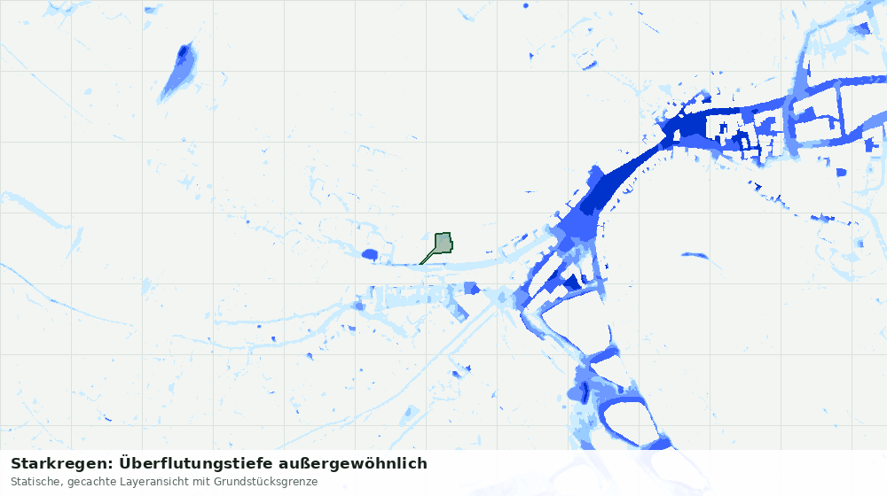 Statische Kartenansicht: Starkregen: Überflutungstiefe außergewöhnlich