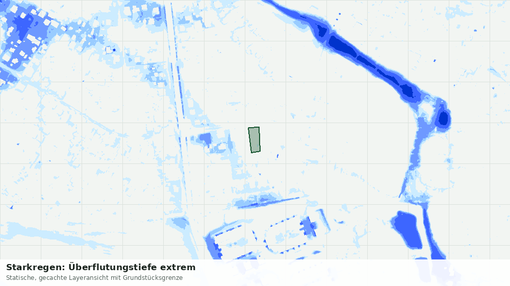 Statische Kartenansicht: Starkregen: Überflutungstiefe extrem