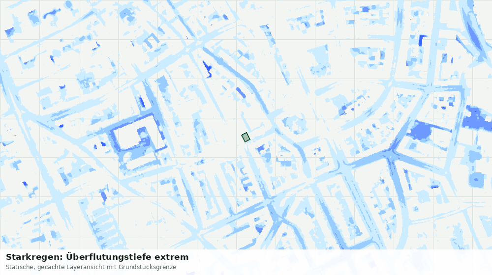 Statische Kartenansicht: Starkregen: Überflutungstiefe extrem